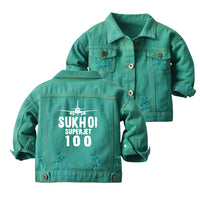 Thumbnail for Sukhoi Superjet 100 & Plane Designed Children Denim Jackets