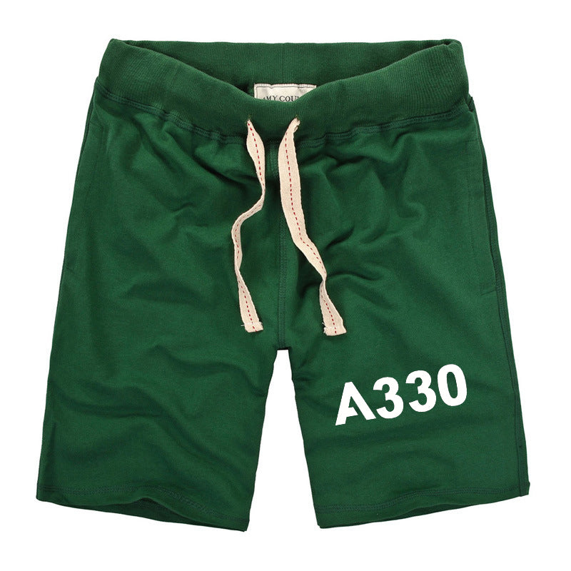 A330 Flat Text Designed Cotton Shorts