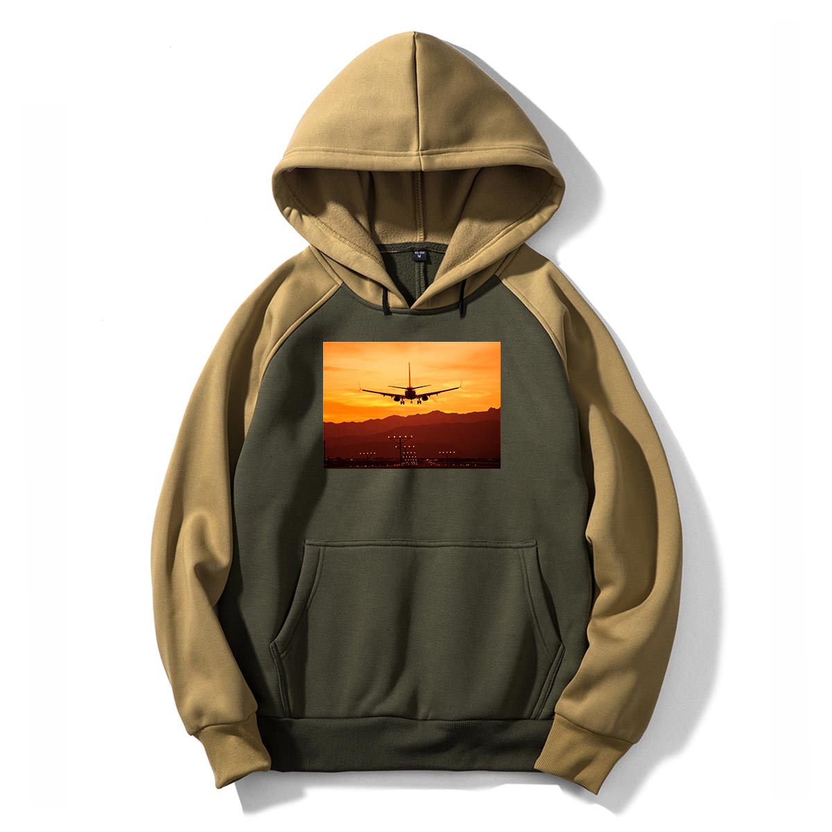 Landing Aircraft During Sunset Designed Colourful Hoodies