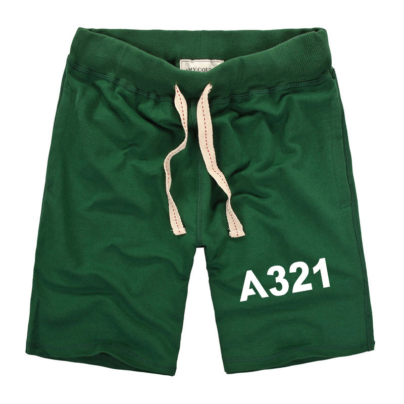 A321 Flat Text Designed Cotton Shorts