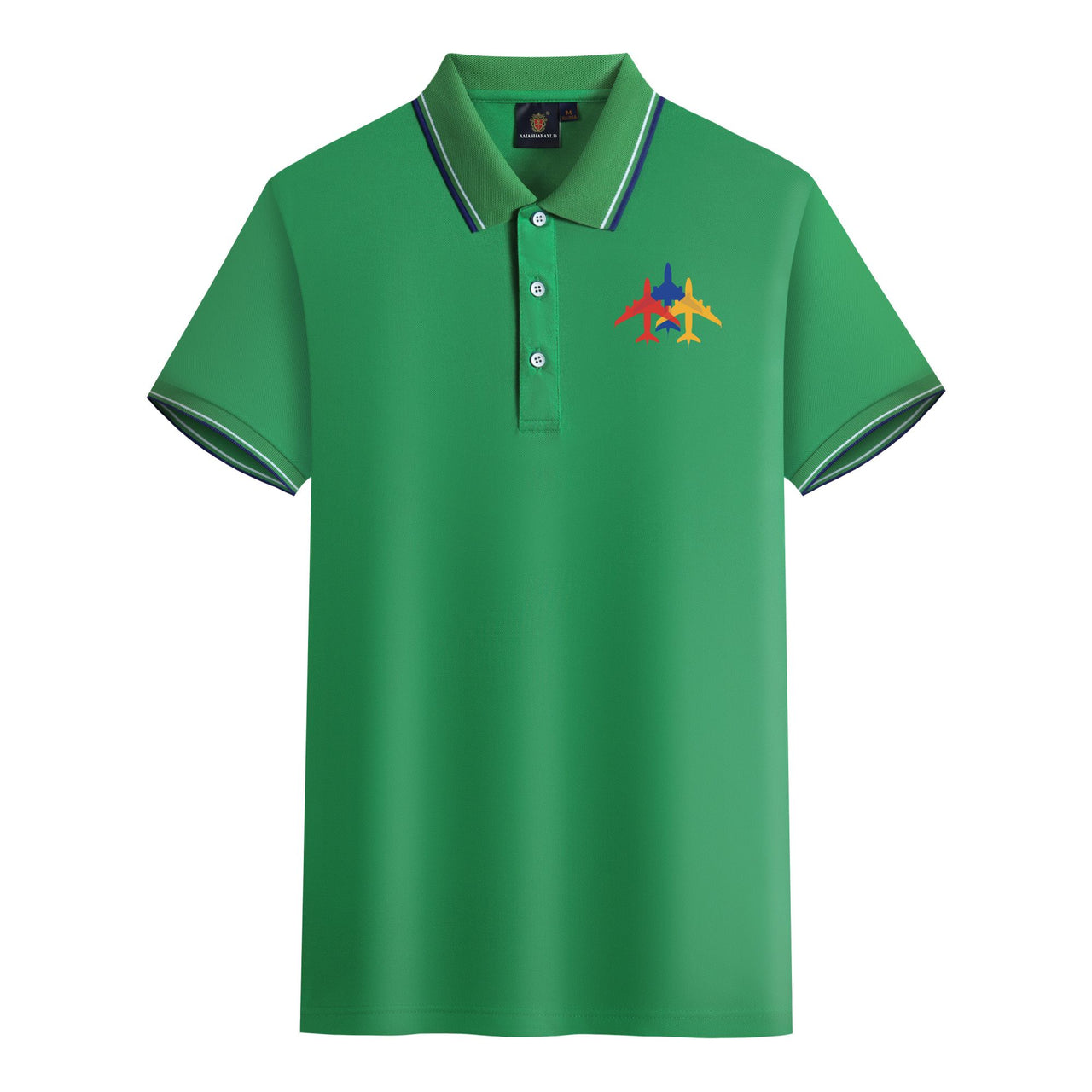 Colourful 3 Airplanes Designed Stylish Polo T-Shirts