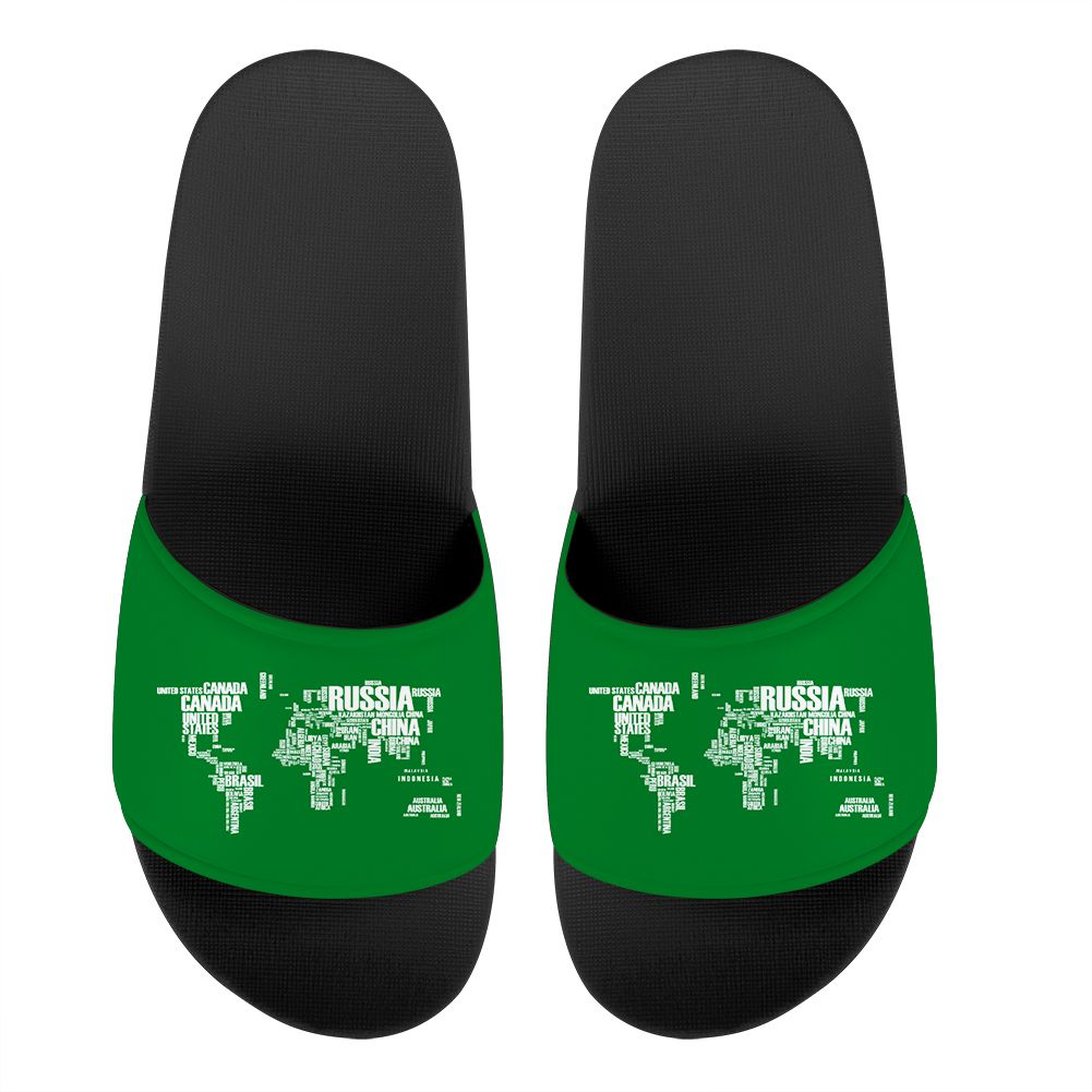 World Map (Text) Designed Sport Slippers