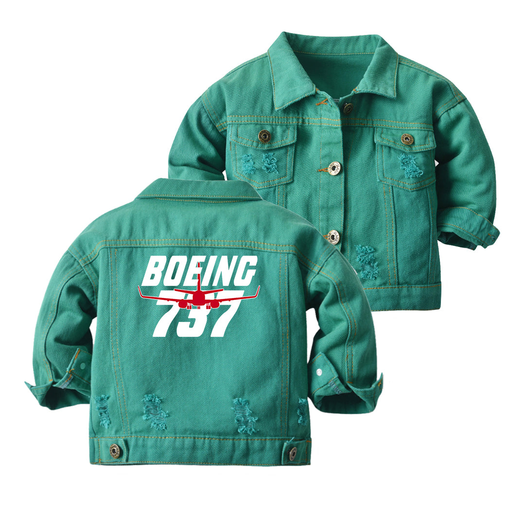 Amazing Boeing 737 Designed Children Denim Jackets