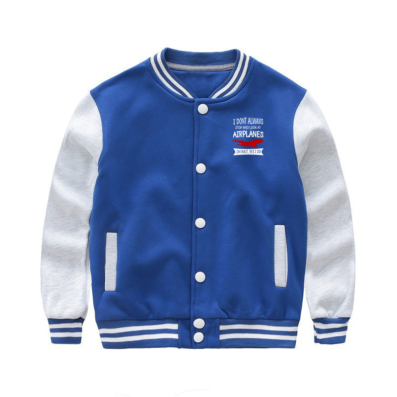 I Don't Always Stop and Look at Airplanes Designed "CHILDREN" Baseball Jackets