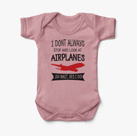 Thumbnail for I Don't Always Stop and Look at Airplanes Designed Baby Bodysuits