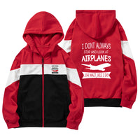 Thumbnail for I Don't Always Stop and Look at Airplanes Designed Colourful Zipped Hoodies