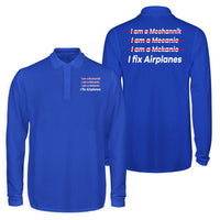 Thumbnail for I Fix Airplanes Designed Long Sleeve Polo T-Shirts (Double-Side)