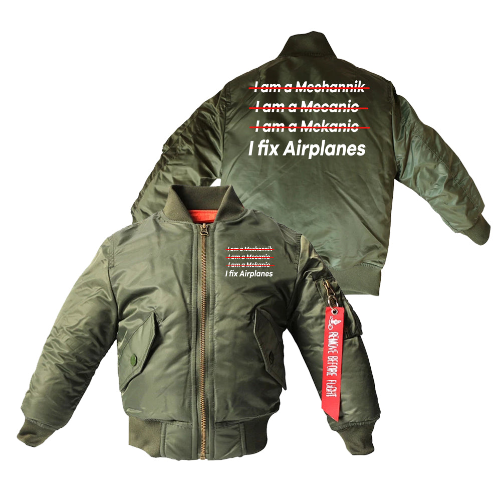 I Fix Airplanes Designed Children Bomber Jackets