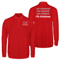 Thumbnail for I Fix Airplanes Designed Long Sleeve Polo T-Shirts (Double-Side)