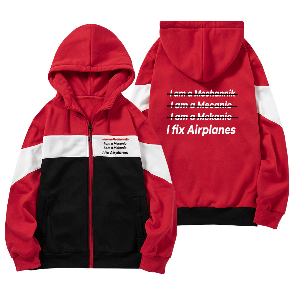 I Fix Airplanes Designed Colourful Zipped Hoodies