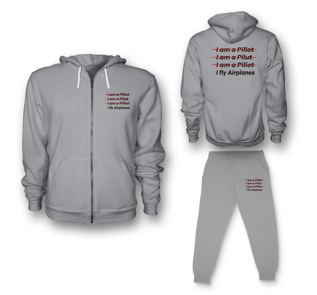 I Fly Airplanes Designed Zipped Hoodies & Sweatpants Set