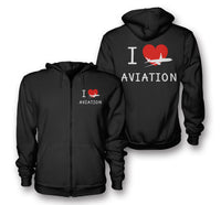 Thumbnail for I Love Aviation Designed Zipped Hoodies