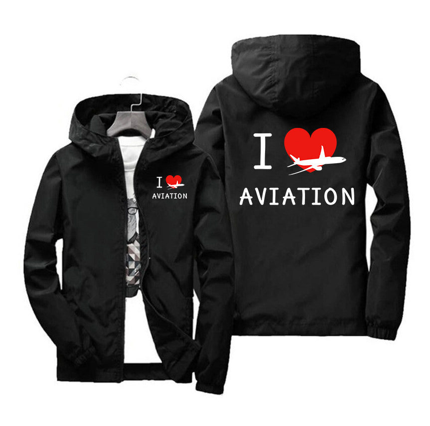 I Love Aviation Designed Windbreaker Jackets