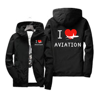 Thumbnail for I Love Aviation Designed Windbreaker Jackets