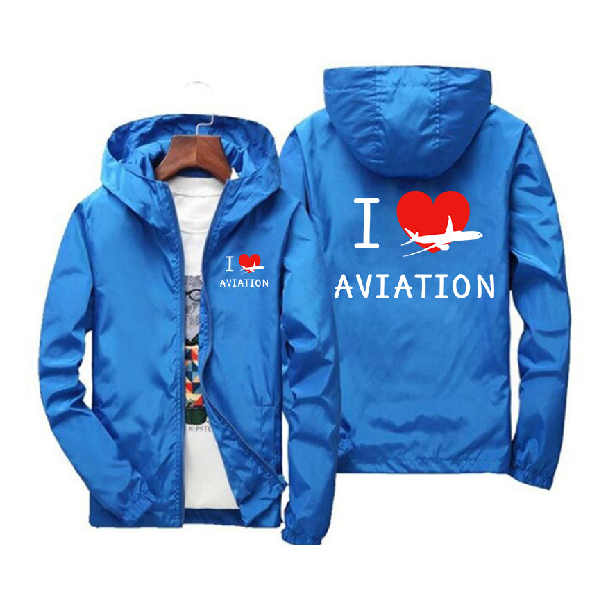 I Love Aviation Designed Windbreaker Jackets