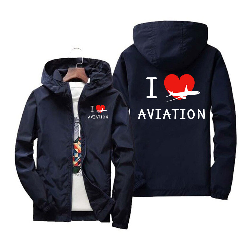 I Love Aviation Designed Windbreaker Jackets