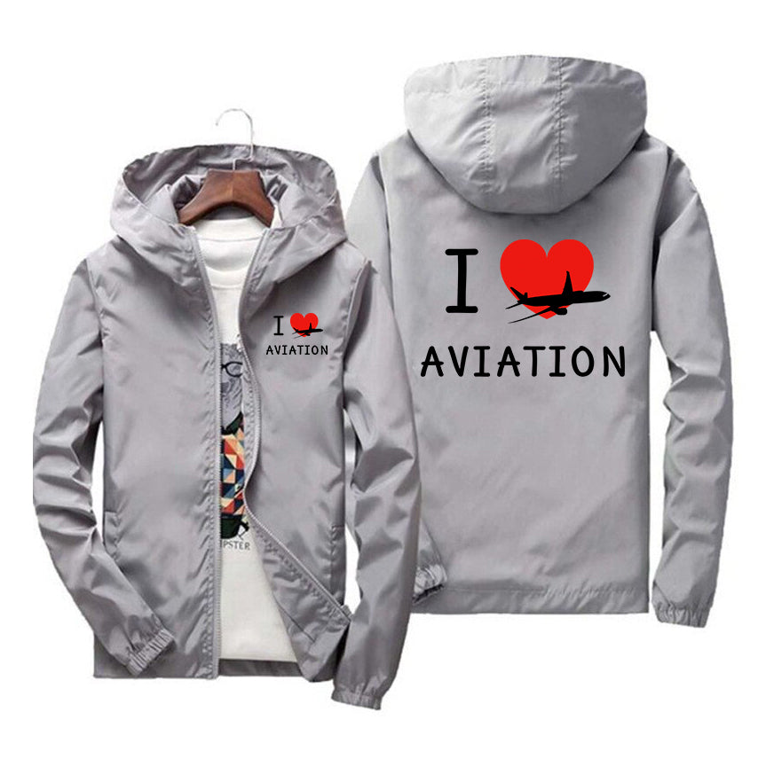 I Love Aviation Designed Windbreaker Jackets