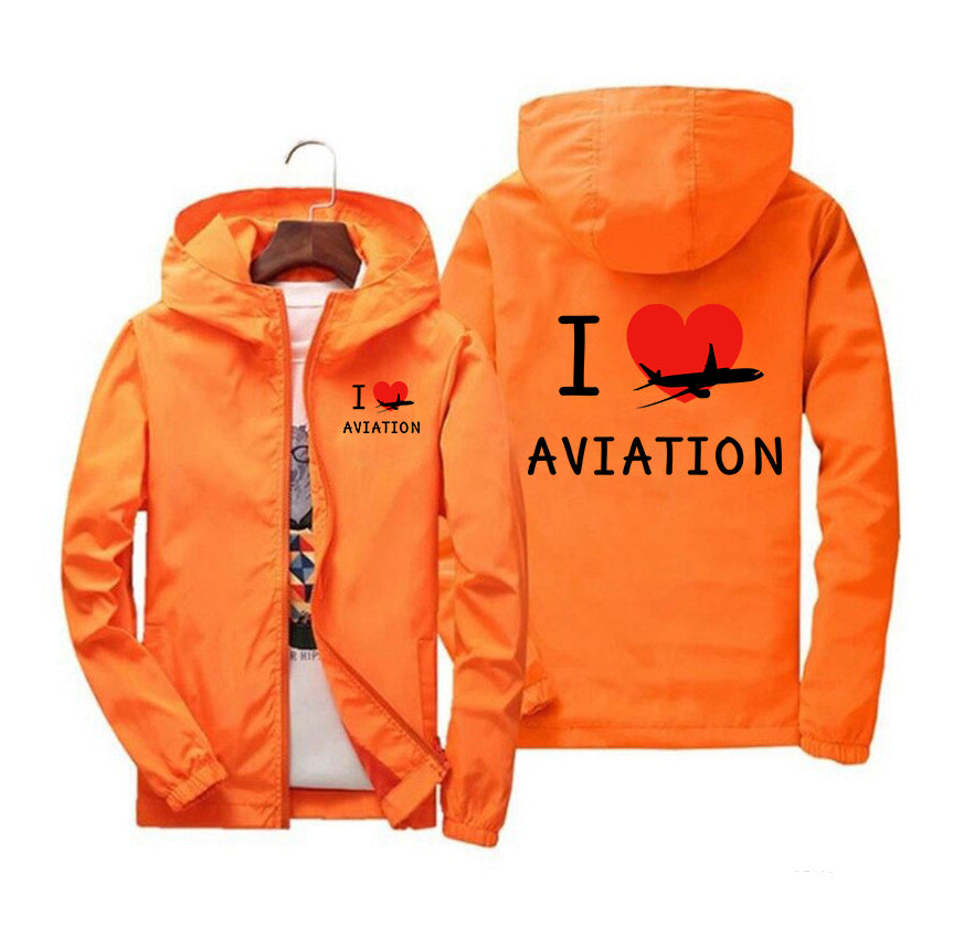 I Love Aviation Designed Windbreaker Jackets