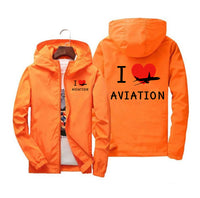 Thumbnail for I Love Aviation Designed Windbreaker Jackets