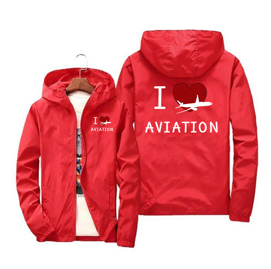 I Love Aviation Designed Windbreaker Jackets