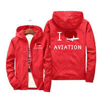 Thumbnail for I Love Aviation Designed Windbreaker Jackets