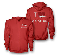 Thumbnail for I Love Aviation Designed Zipped Hoodies