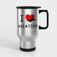 Thumbnail for I Love Aviation Designed Travel Mugs (With Holder)