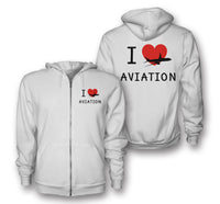 Thumbnail for I Love Aviation Designed Zipped Hoodies