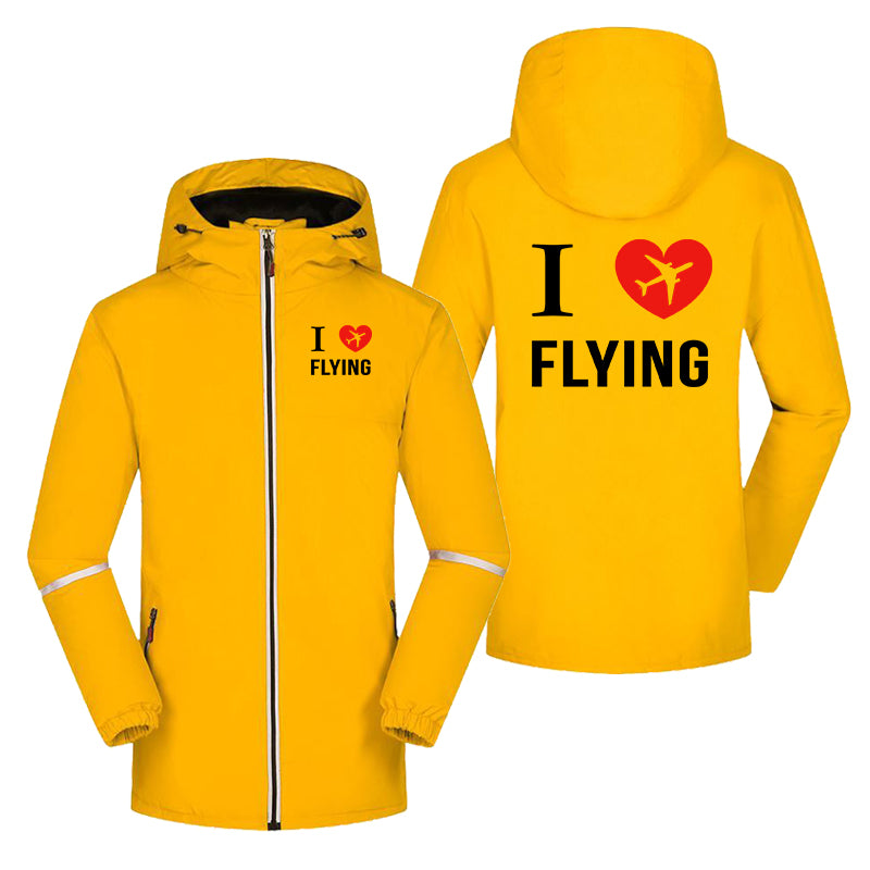 I Love Flying Designed Rain Coats & Jackets