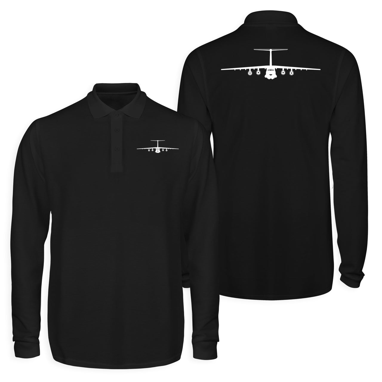 Ilyushin IL-76 Silhouette Designed Long Sleeve Polo T-Shirts (Double-Side)