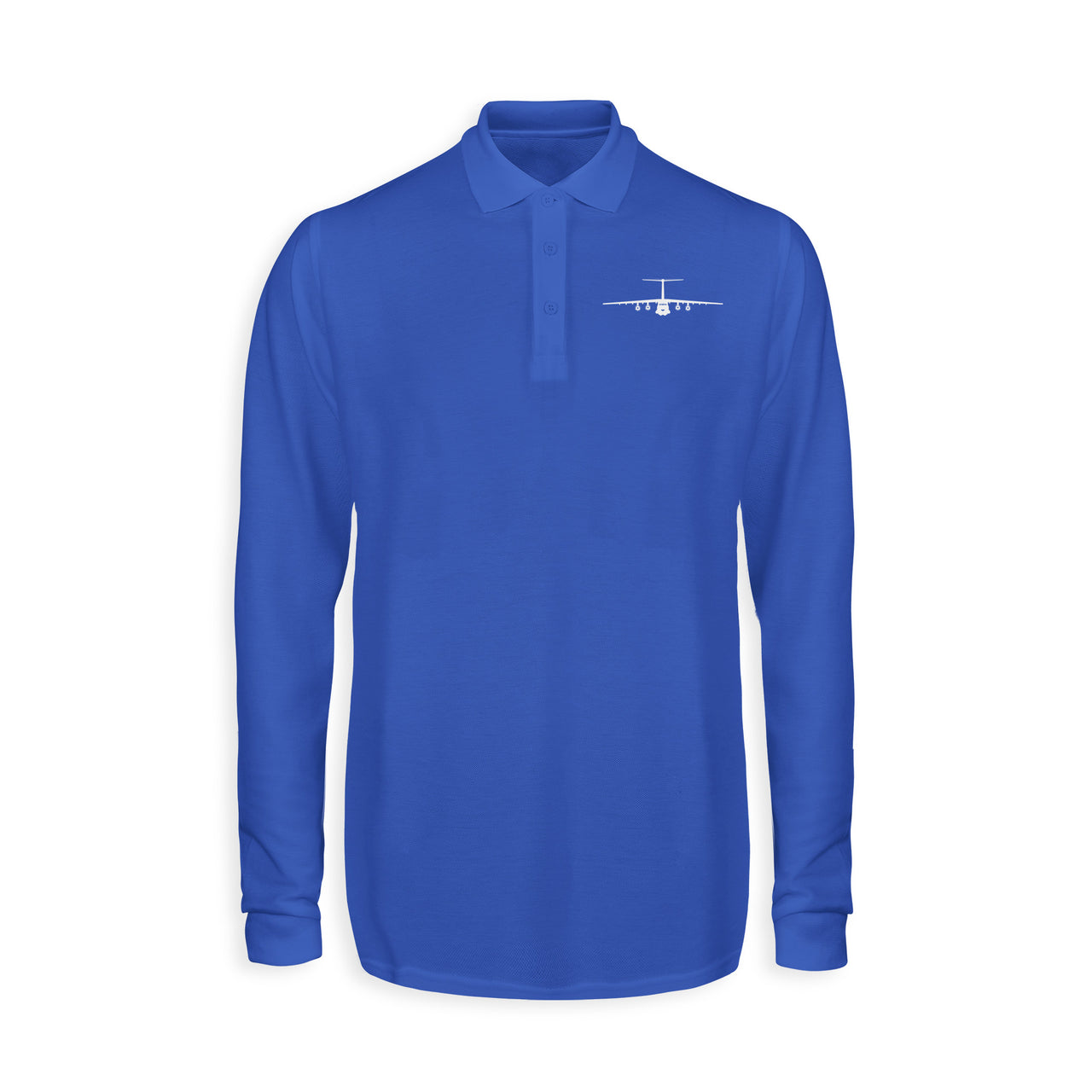 Ilyushin IL-76 Silhouette Designed Long Sleeve Polo T-Shirts