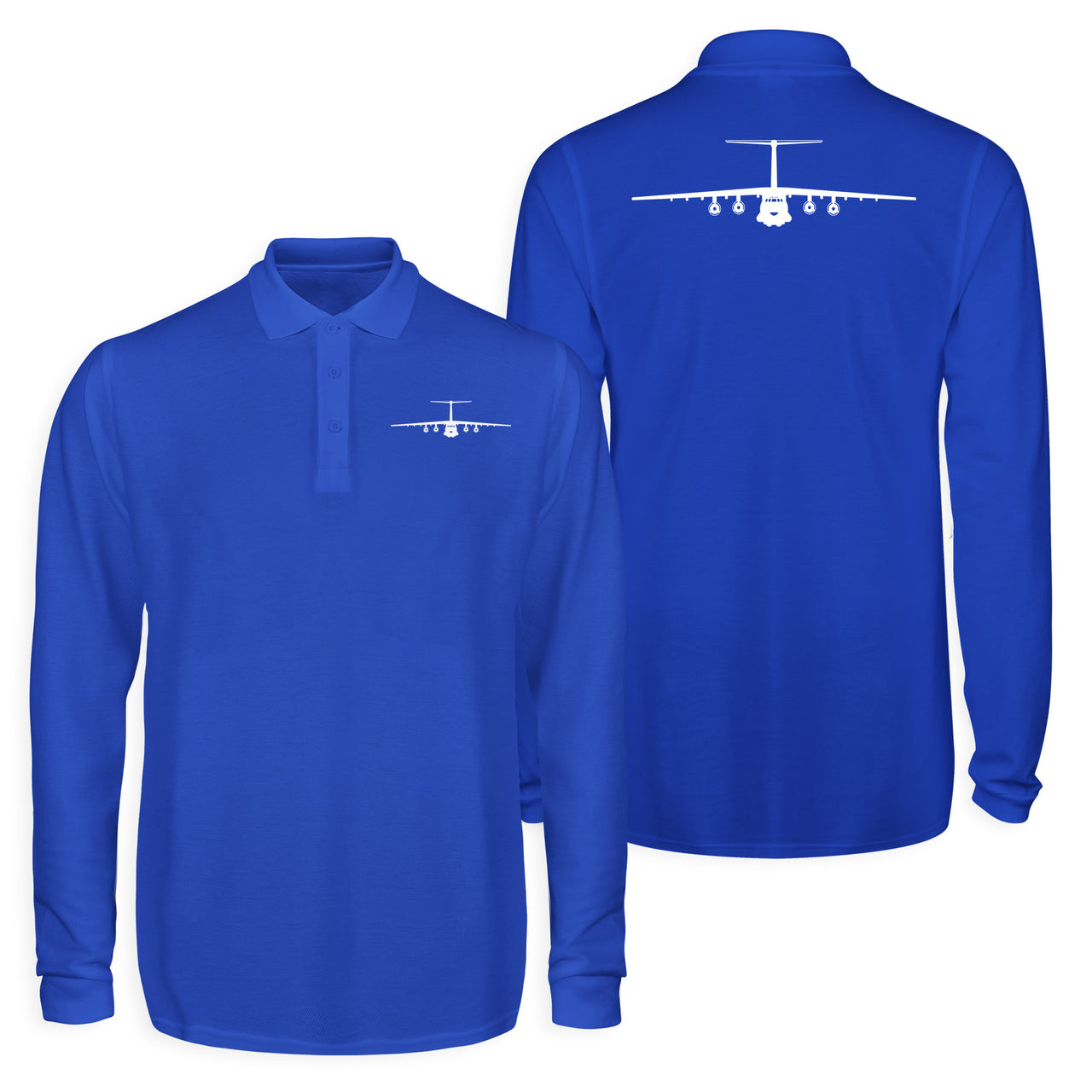 Ilyushin IL-76 Silhouette Designed Long Sleeve Polo T-Shirts (Double-Side)