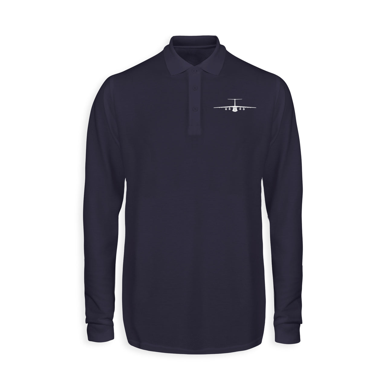 Ilyushin IL-76 Silhouette Designed Long Sleeve Polo T-Shirts