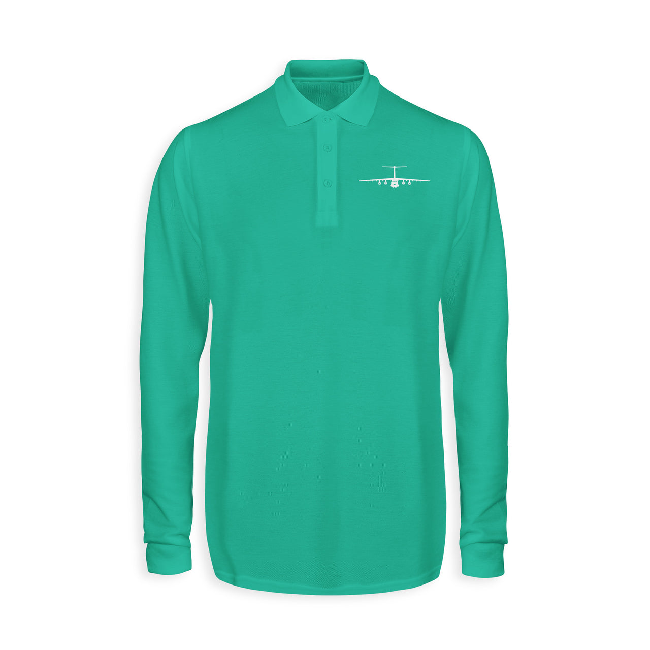 Ilyushin IL-76 Silhouette Designed Long Sleeve Polo T-Shirts