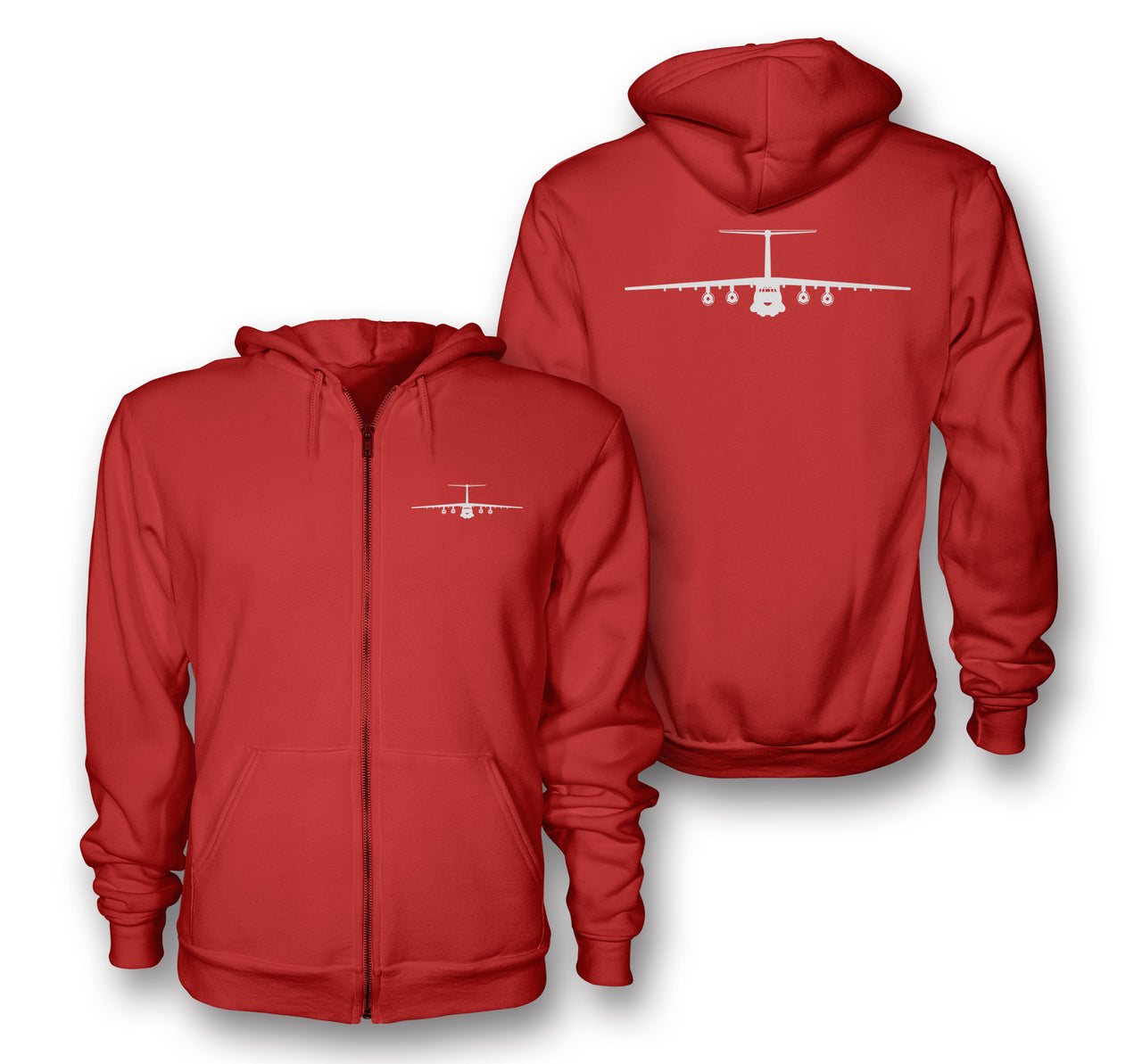 Ilyushin IL-76 Silhouette Designed Zipped Hoodies