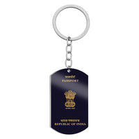Thumbnail for Indian Passport Designed Stainless Steel Key Chains (Double Side)