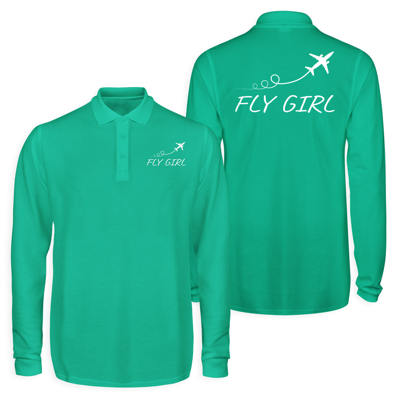 Just Fly It & Fly Girl Designed Long Sleeve Polo T-Shirts (Double-Side)