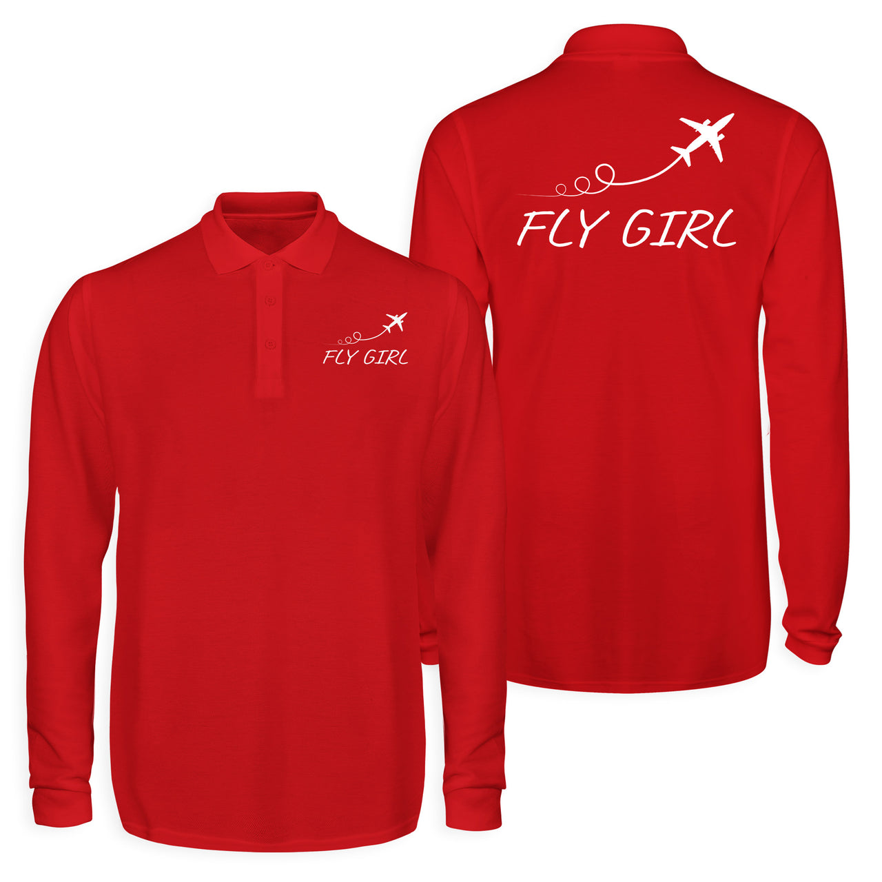 Just Fly It & Fly Girl Designed Long Sleeve Polo T-Shirts (Double-Side)