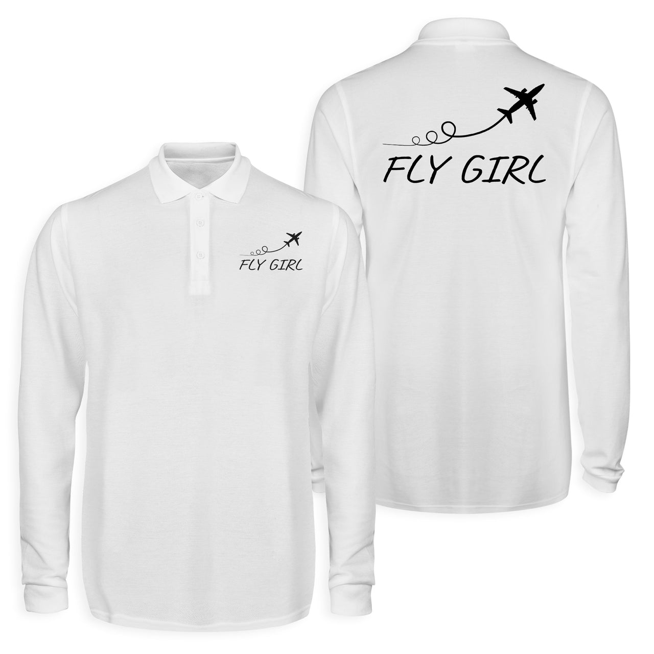 Just Fly It & Fly Girl Designed Long Sleeve Polo T-Shirts (Double-Side)