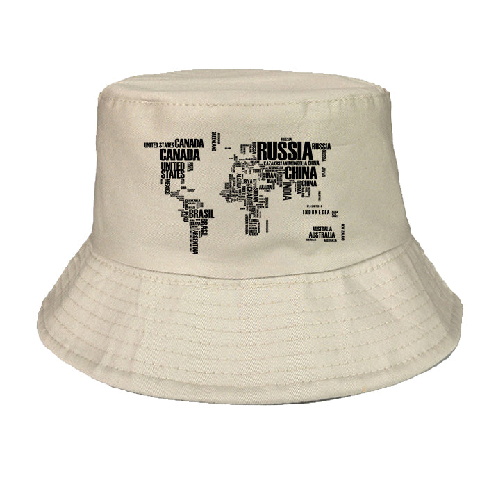 World Map (Text) Designed Summer & Stylish Hats