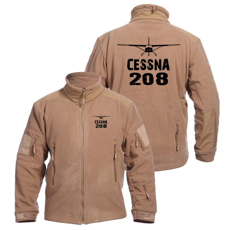 Cessna 208 & Plane Designed Fleece Military Jackets (Customizable)