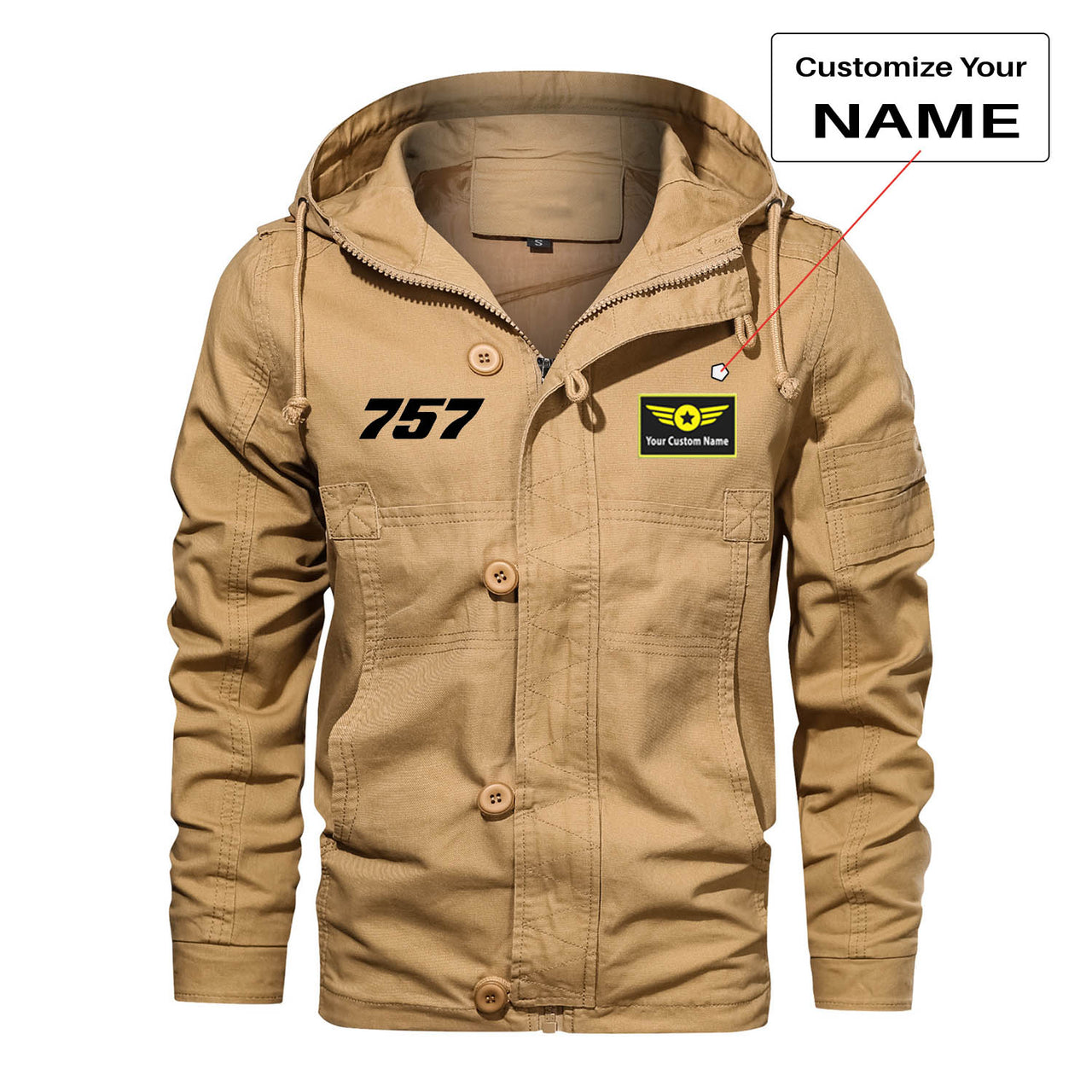 757 Flat Text Designed Cotton Jackets