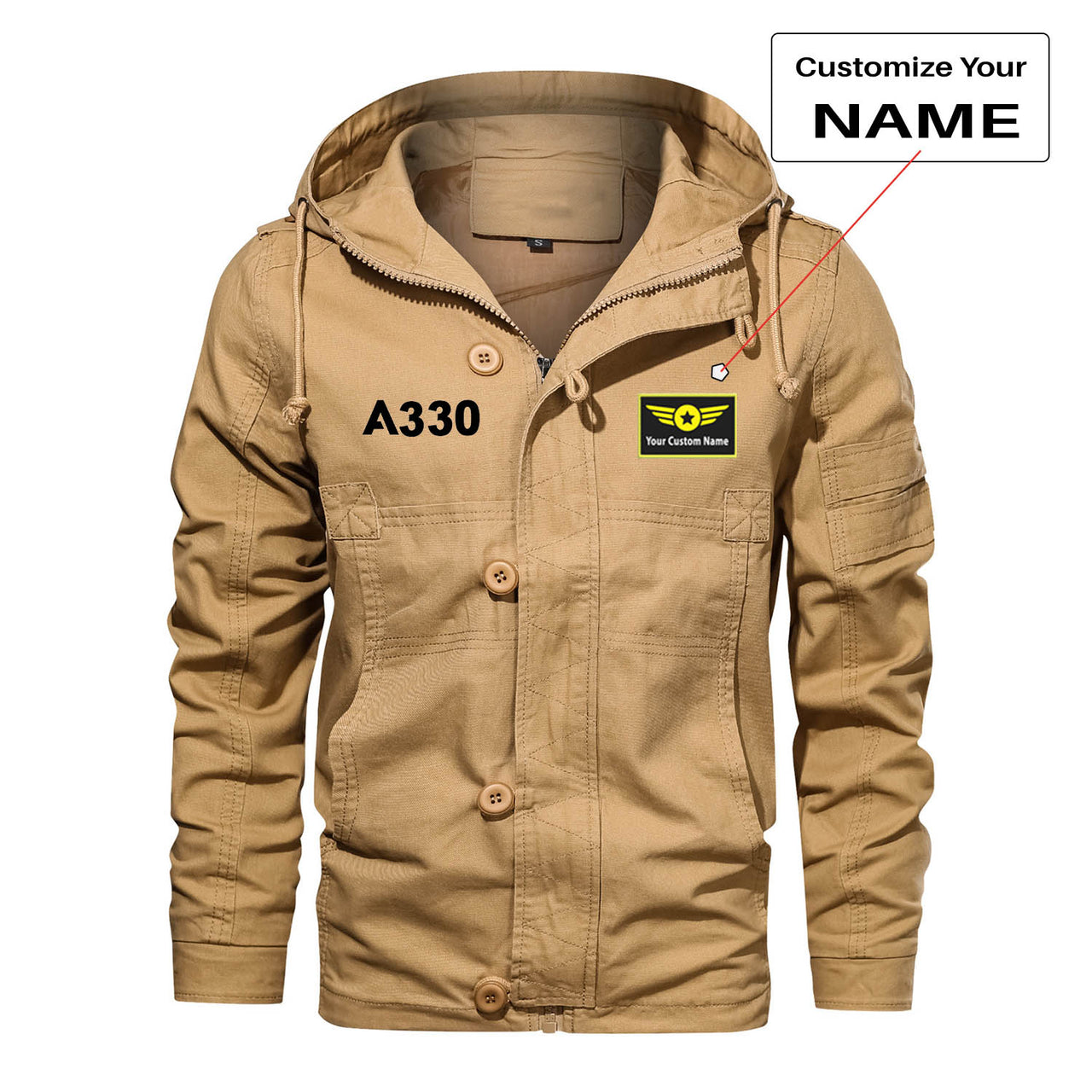 A330 Flat Text Designed Cotton Jackets