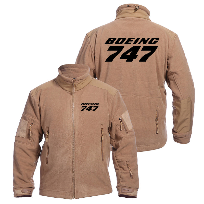 Boeing 747 & Text Designed Fleece Military Jackets (Customizable)