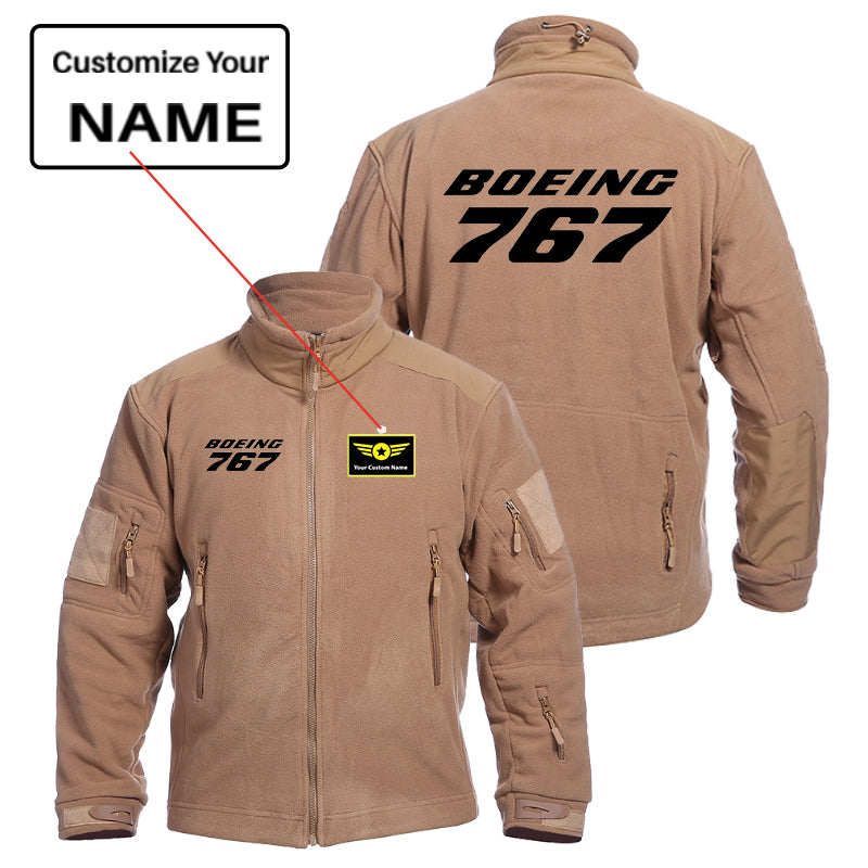 Boeing 767 & Text Designed Fleece Military Jackets (Customizable)