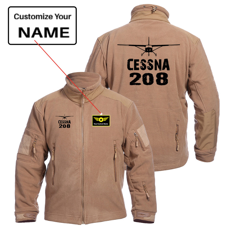 Cessna 208 & Plane Designed Fleece Military Jackets (Customizable)