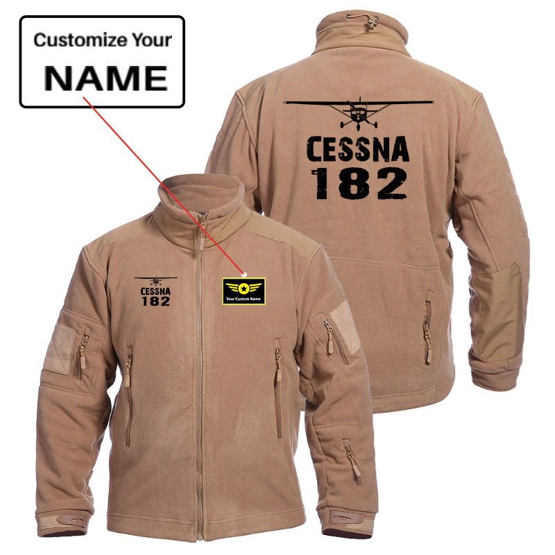 Cessna 182 & Plane Designed Fleece Military Jackets (Customizable)