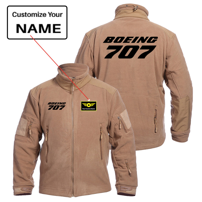 Boeing 707 & Text Designed Fleece Military Jackets (Customizable)