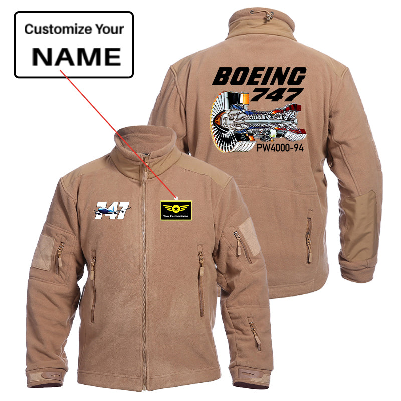 Boeing 747 & PW4000-94 Engine Designed Fleece Military Jackets (Customizable)