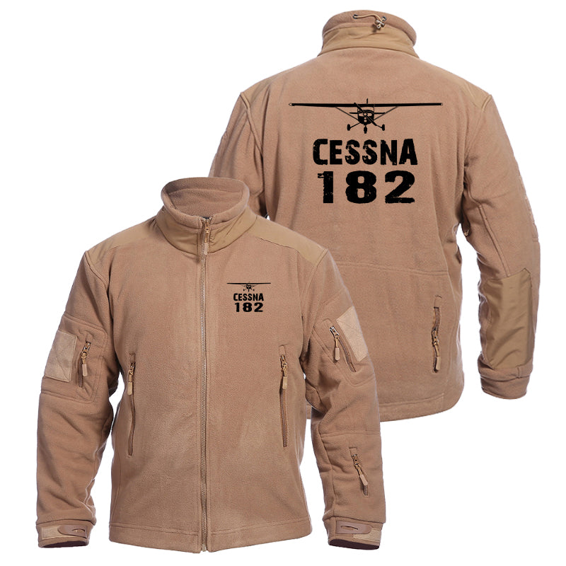 Cessna 182 & Plane Designed Fleece Military Jackets (Customizable)